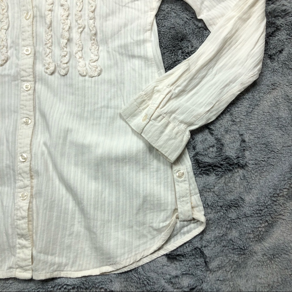 Maurices Cream Colored Tuxedo Slightly Sheer Blouse size Large - Picture 6 of 11